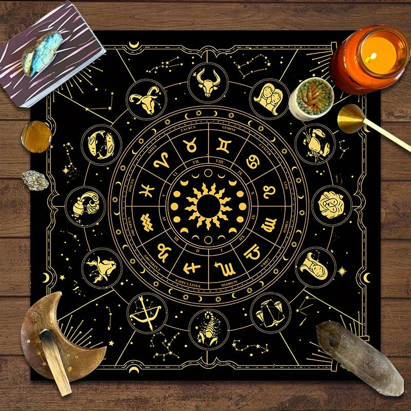 Nappe de lecture du tarot avec signes astrologiques