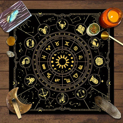 Nappe de lecture du tarot avec signes astrologiques