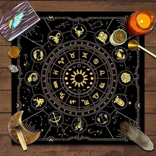 Nappe de lecture du tarot avec signes astrologiques